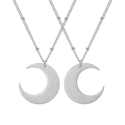 Ayatul Kursi Crescent Moon Necklace – Islamic Stainless Steel Pendant | Gold, Silver, Black & Rose Gold