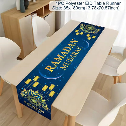Ramadan Table Runner - Eid Mubarak Cloth Decoration 180x35cm