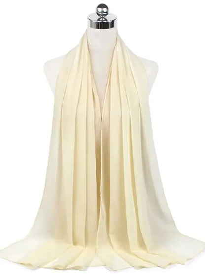 Solid Chiffon Hijab Scarf & Shawl for Women | Ready-to-Wear Muslim Headscarf | 65 Colors