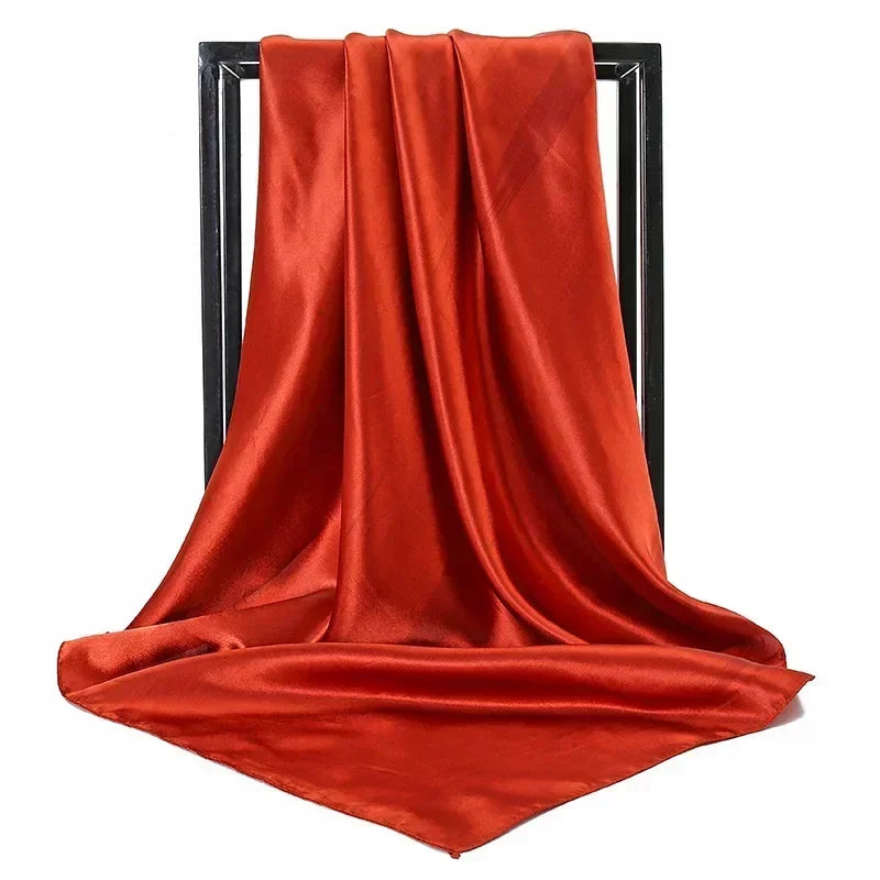 Satin Silk Square Hijab Scarf for Women | 90×90cm Shiny Solid Wrap | 32 Colors