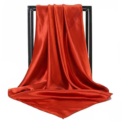 Satin Silk Square Hijab Scarf for Women | 90×90cm Shiny Solid Wrap | 32 Colors