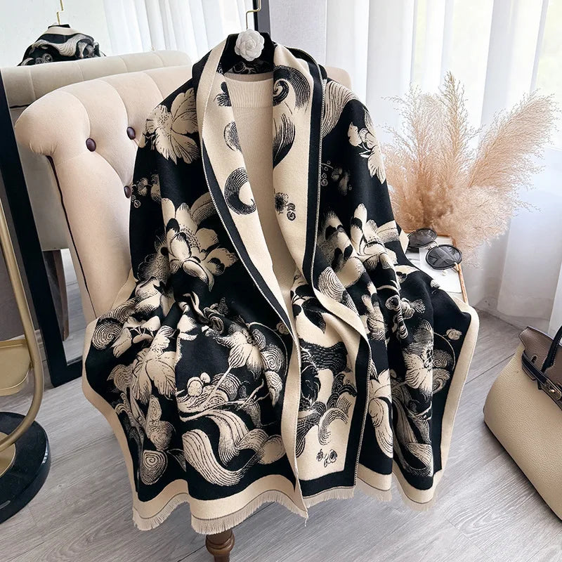 Floral Print Pashmina Scarf & Shawl – Large 180x65cm Hijab Wrap for Women (4 Colors)