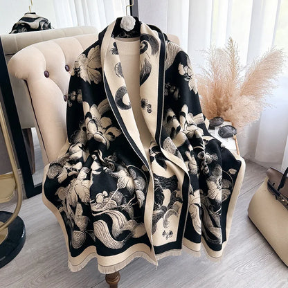Floral Print Pashmina Scarf & Shawl – Large 180x65cm Hijab Wrap for Women (4 Colors)