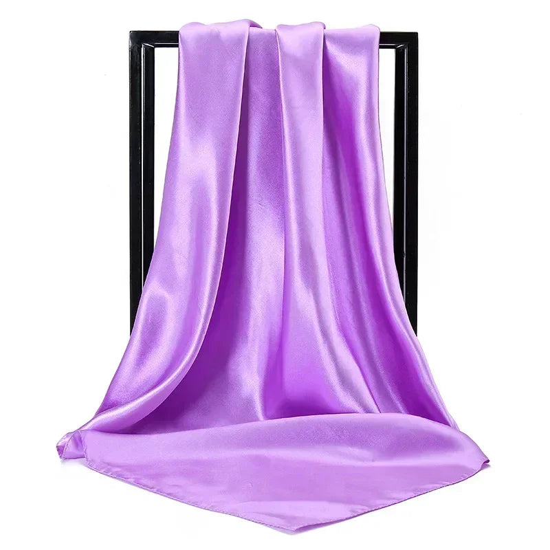 Satin Silk Square Hijab Scarf for Women | 90×90cm Shiny Solid Wrap | 32 Colors