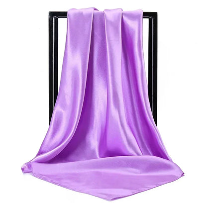 Satin Silk Square Hijab Scarf for Women | 90×90cm Shiny Solid Wrap | 32 Colors