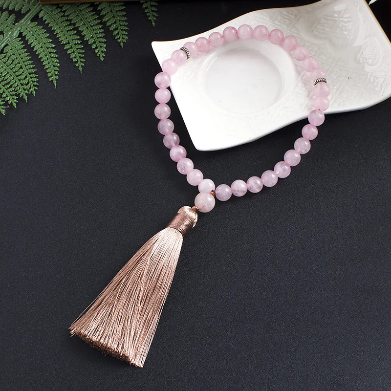 Rose Quartz Tasbih Bracelet | 33 Bead Islamic Prayer Beads | Unisex Rosary