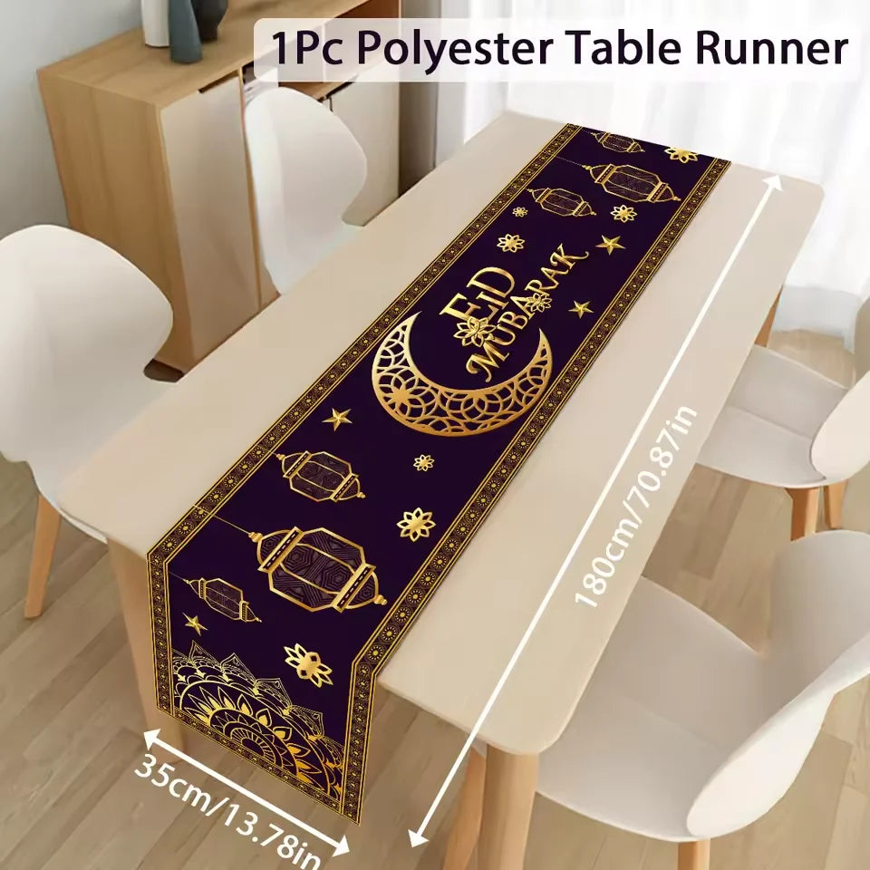 Ramadan Table Runner - Eid Mubarak Cloth Decoration 180x35cm