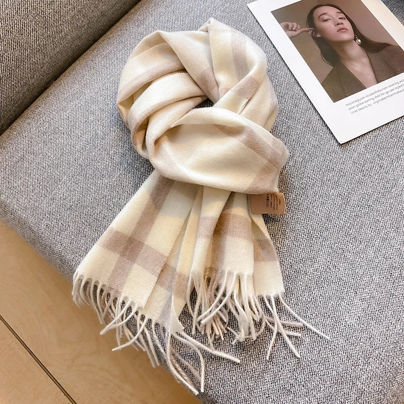 100% Wool Plaid Winter Scarf & Shawl – Long Warm Wrap & Hijab for Women (47 Colors)