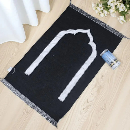 Islamic Prayer Mat & Prayer Beads Gift Set – Cylinder Gift Box | 70×110cm | 6 Colors