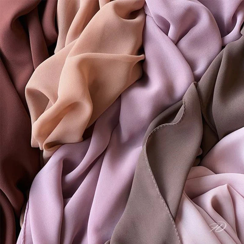 Solid Chiffon Hijab Scarf & Shawl for Women | Ready-to-Wear Muslim Headscarf | 65 Colors