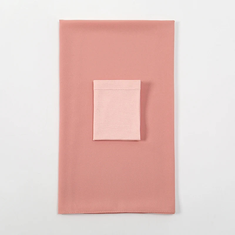 2-Piece Chiffon Hijab & Matching Undercap Set – Plain Shawl with Inner Cap for Women | 42 Colors