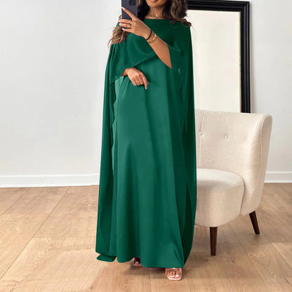 Satin Hooded Abaya - Batwing Sleeve Pullover Dress