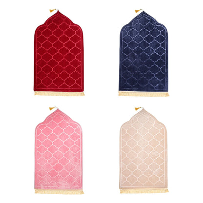 Soft Flannel Muslim Prayer Mat – Non-Slip Embossed Rug for Travel & Daily Prayer | 5 Colors