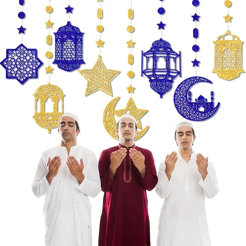 Ramadan Mubarak Garland Decoration Set - Stars, Moon & Hanging Banners