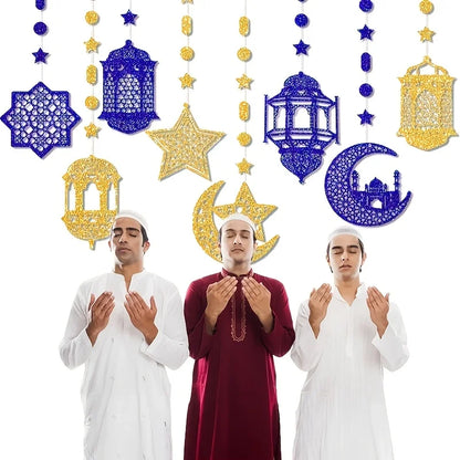 Ramadan Mubarak Garland Decoration Set - Stars, Moon & Hanging Banners