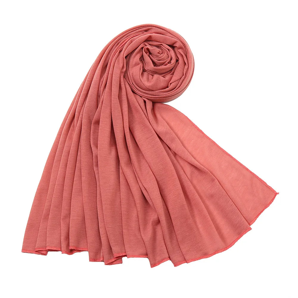 Women's Plain Cotton Jersey Hijab Scarf – Long Soft Shawl, 39 Colors