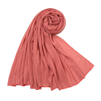 Women's Plain Cotton Jersey Hijab Scarf – Long Soft Shawl, 39 Colors